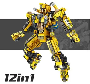 

576pcs 12 in 1 Building block engineering vehicle deformation robot children's educational building blocks toy