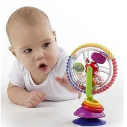 Три цвета детские игрушки вращающиеся колесо обозрения мельница цвета бисера, чтобы стимулировать визуальное корзину Sucker игрушки 0-1 лет