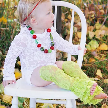 

Baby Girl Lace Bodysuit,White Long Sleeve Lace Onesie Baby Clothes