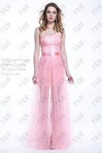 2016 FM Neueste Design Sexy Bodenlangen trägerloses Bördelndes Perspektive Rosa Kleid Langes Abendkleid Nach Maß Irgendeine größe