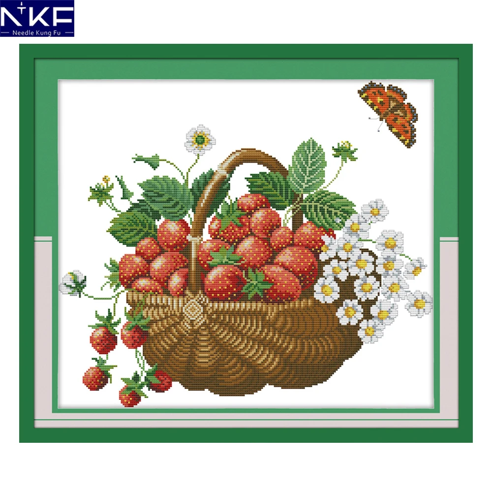 NKF Tempting Strawberry Cross Stitch Kits Embroidery Needlework Set