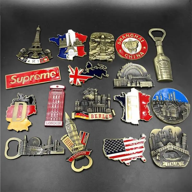 

Venice Magnet Metal 3D Refrigerator Sticker Fridge Magnet Souvenir Berlin Castle Brazil Jesus Kitchen Magnet Sticker Home Decor