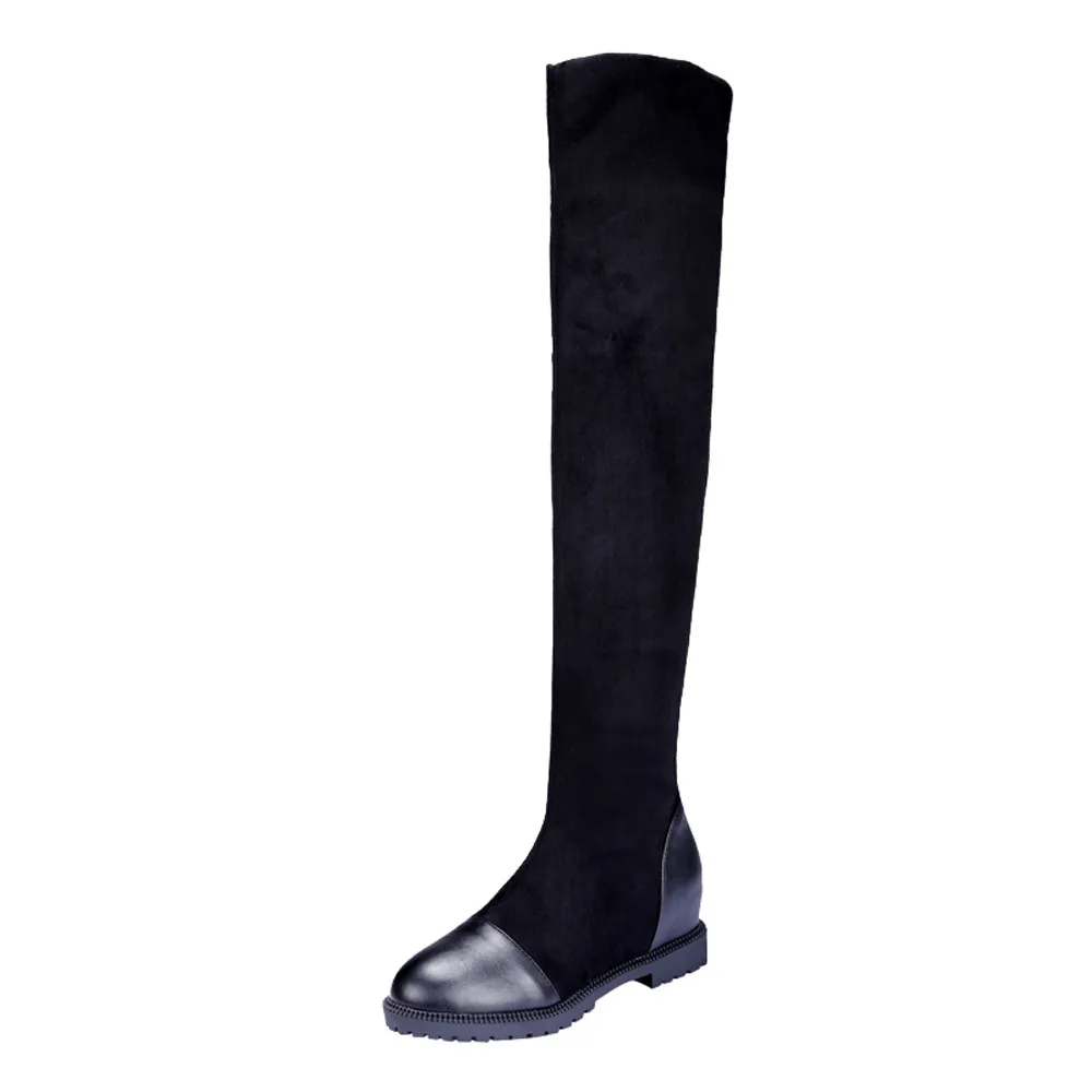 

Women's Long Boots 2018 New Winter Warm Round Toe Shoes Over-The-Knee Elastic Boots Short Plush Long Tube Boots For Women