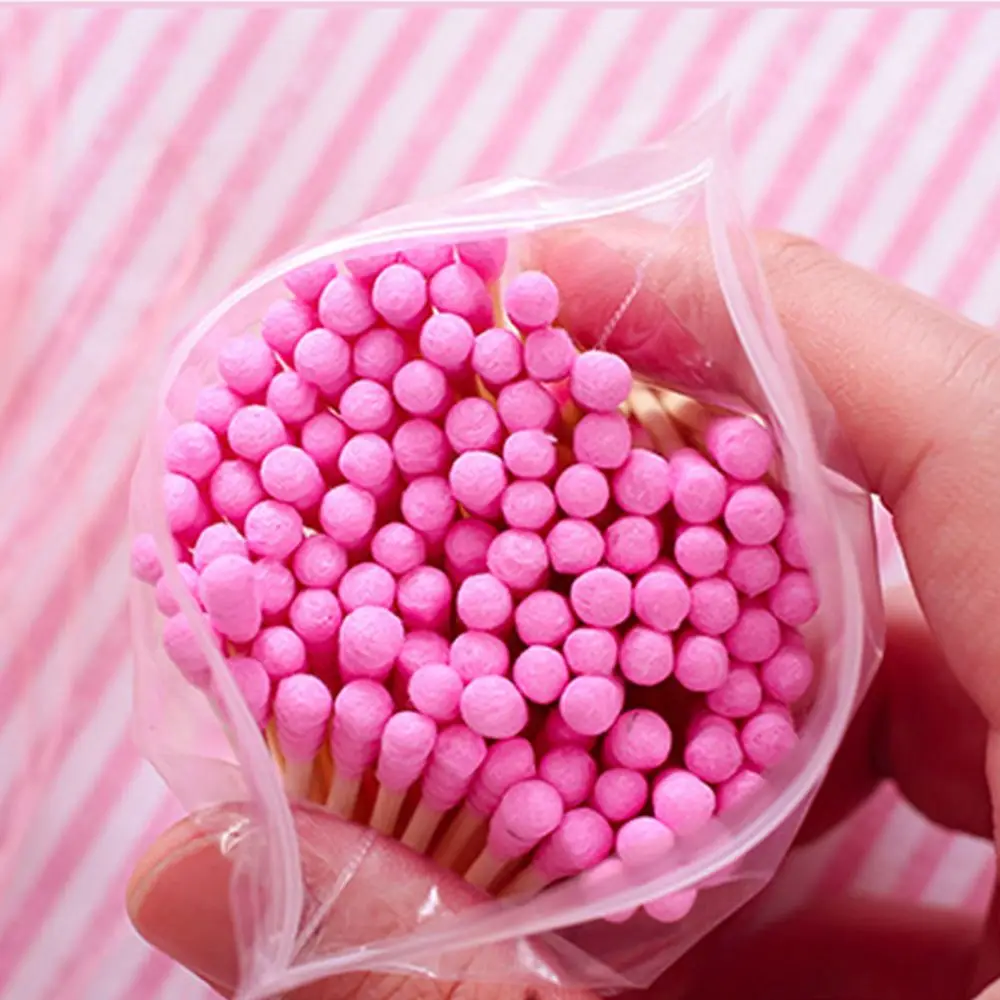 100 Pcs Double Head Disposable Cotton Swab Women Makeup Cotton Buds Tip For Medical Wood Sticks 2
