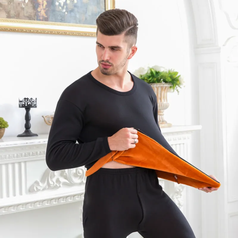

Winter Warm Motorcycle Underwear Set Fleece Lined Velvet Thick Unisex For Skiing Long Pajamas Johns Shirts & Tops Bottom Suit
