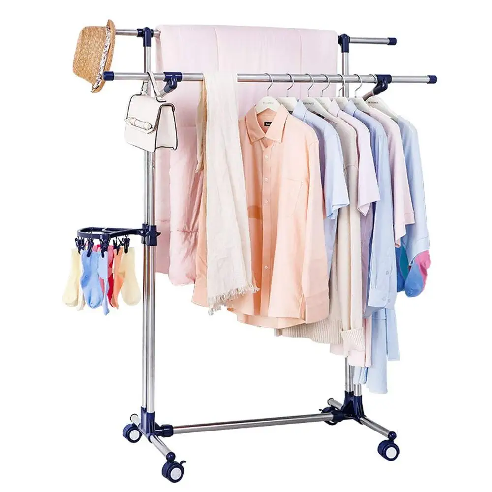 Стеллаж для одежды 3 цвета сушилки балкона регулируемый двухполюсный пол сушилка