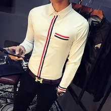 Korean Tuxedo Shirt Men Plus Size 2018 Spring New Elastic Dress Shirts Long Sleeve Ribbon Design Casual Men’s Social Shirt 5XL-S