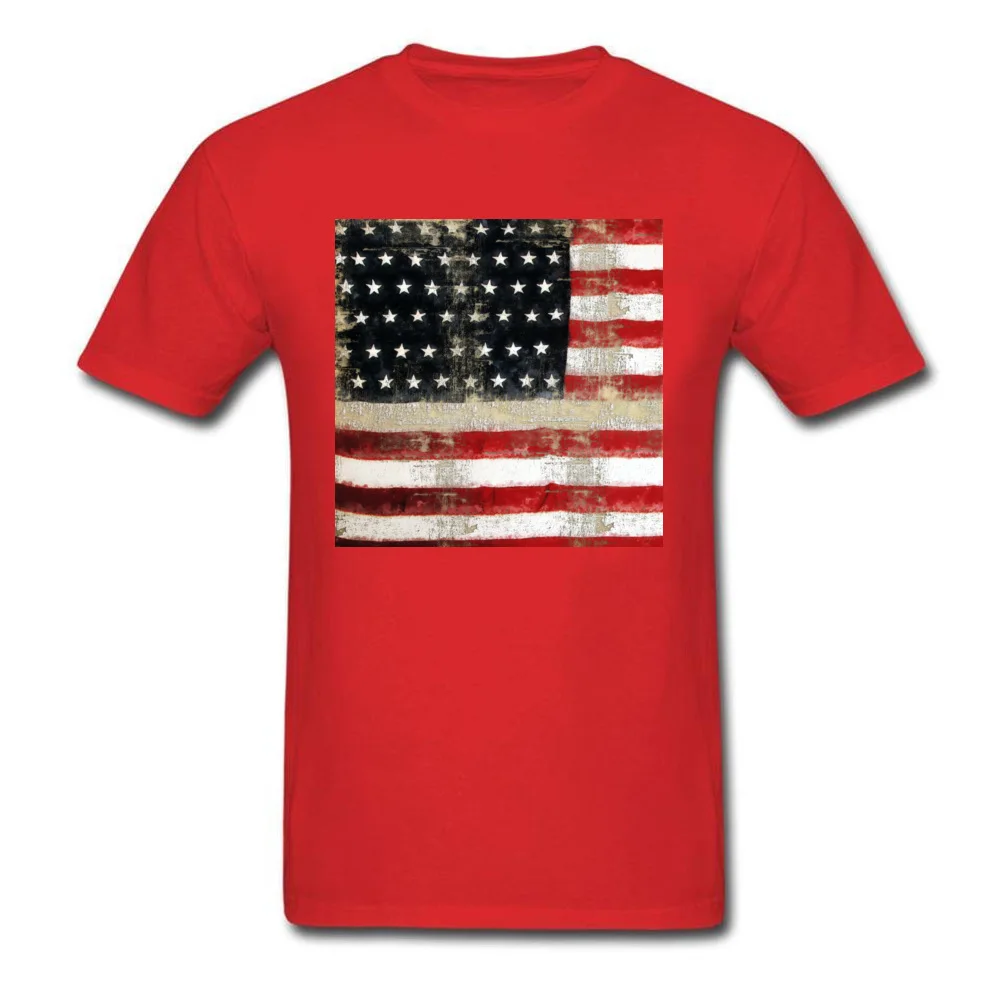 American Flag 100% Cotton T Shirt for Adult Short Sleeve Printed Tops Shirt Slim Fit Lovers Day Crewneck Tee-Shirts Summer American Flag red