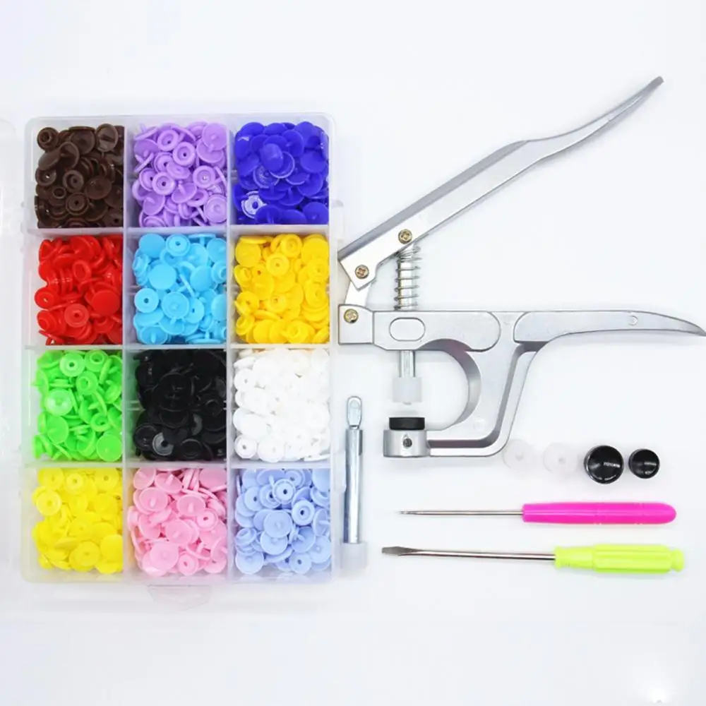 

U Shape Fastener Snap Pliers KAM Button + 300 set T5 Plastic Resin Snap Button Press Stud Cloth Button Press Machine Sewing Tool