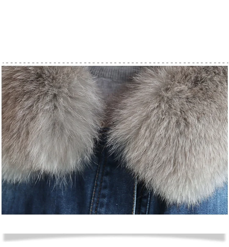Большой меховой воротник зимнее пальто для женщин элегантное Высокое качество новое дамское зимнее джинсовое пальто женское длинное пальто из овечьей шерсти