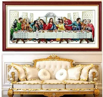 

DIY Needlework Handmade Cross Stitch kits Set Embroidery Printed Jesus Christ Cross-Stitching Last Supper Home Decor Cotton Silk