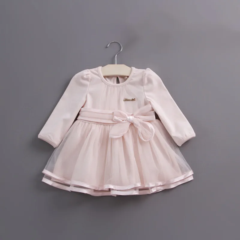 Online Retail 2019 spring bow lace dress baby girls cute baby infant lace dress ball gown girl sundress princess dress 3 color