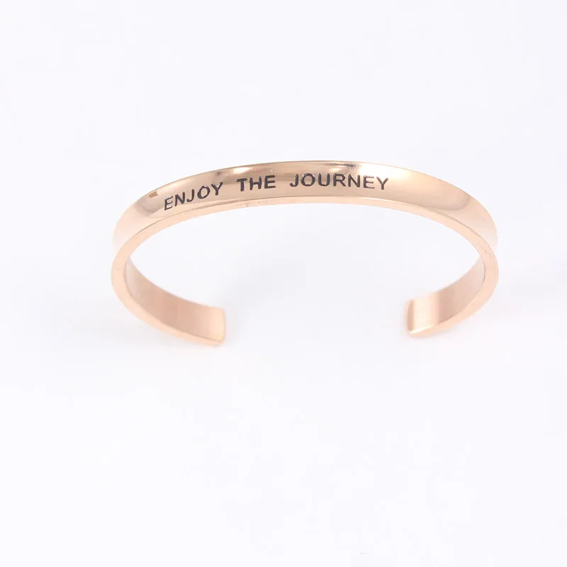 

Stainless Steel Engraved ENJOY THE JOURNEY Positive Inspirational Quote Cuff Mantra Bracelet Bangle For Gift