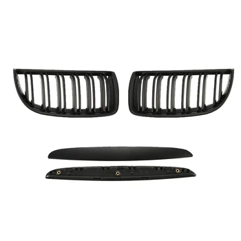 

1 Pair 2 Line Car ABS Plastic Matte Black Front Bumper Kidney Grilles Racing Grills For BMW E90 E91 4 Door 2005 2006 2007 2008