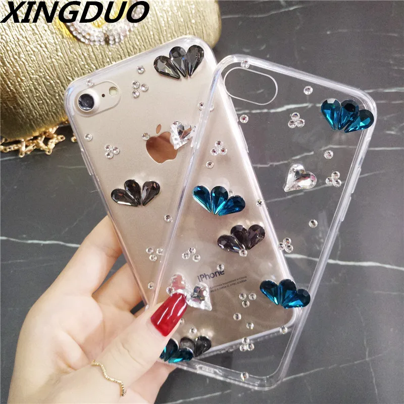 Чехол XINGDUO Модный Блестящий мягкий прозрачный чехол со стразами для Samsung S8 S9 S10 Plus