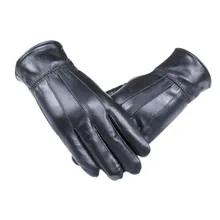 Мужские Роскошные перчатки из натуральной кожи, зимние теплые одноцветные ветрозащитные перчатки, мужские удобные варежки# RN