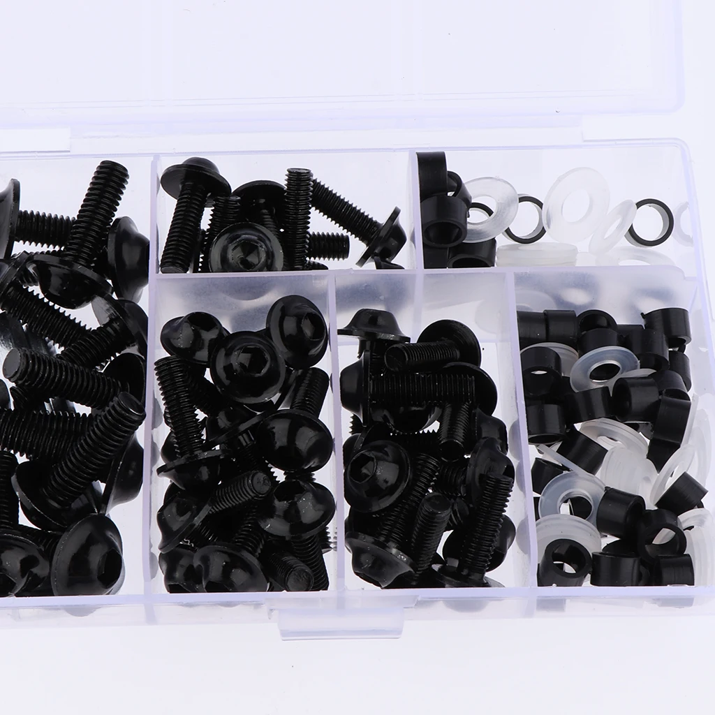 158Pcs Brand New Motorcycle Complete Fairing Bolt Kit Fastener Clips Screws for Front fender Rear fender Windscreens Black