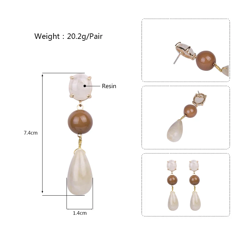 GuanLong Trendy Long Metal Dangle Big Round Resin Fashion Earring for Women Geometric Acrylic Drop Earrings Jewelry Brincos 2019 (7)