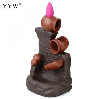 

Backflow Incense Burner Creative Bucket Smoke Waterfall Incense Holder Porcelain Aromatherapy Furnace Crafts Office Home Decor