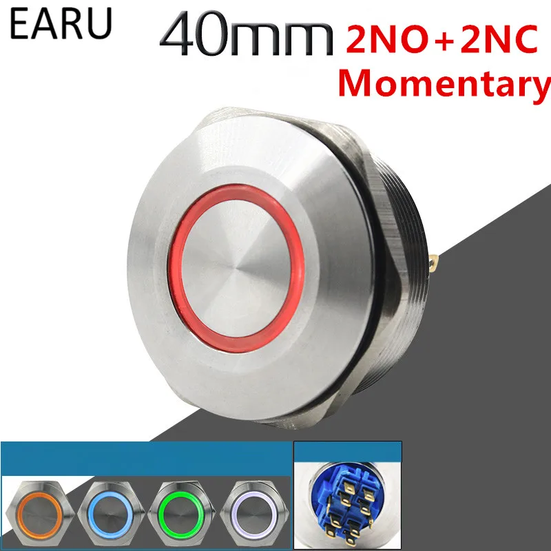 40MM 2NO 2NC Stainless Steel Metal Momentary Waterproof Doorbell Bell Horn LED Push Button Switch Car Auto Engine Start PC Power 40MM 2NO 2NC Stainless Steel Metal Momentary Waterproof Doorbell Bell Horn LED Push Button Switch Car Auto Engine Start PC Power