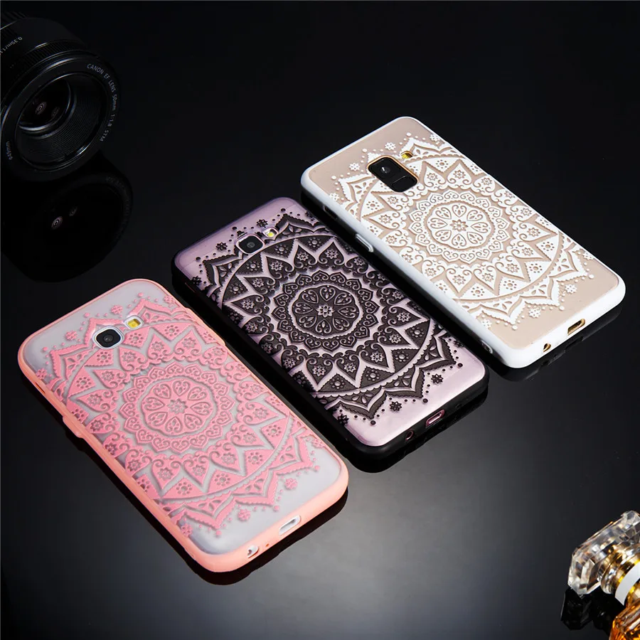 For Samsung Galaxy J5 Prime Case Transparent PC Lace embossed flower case Phone | Мобильные телефоны и аксессуары