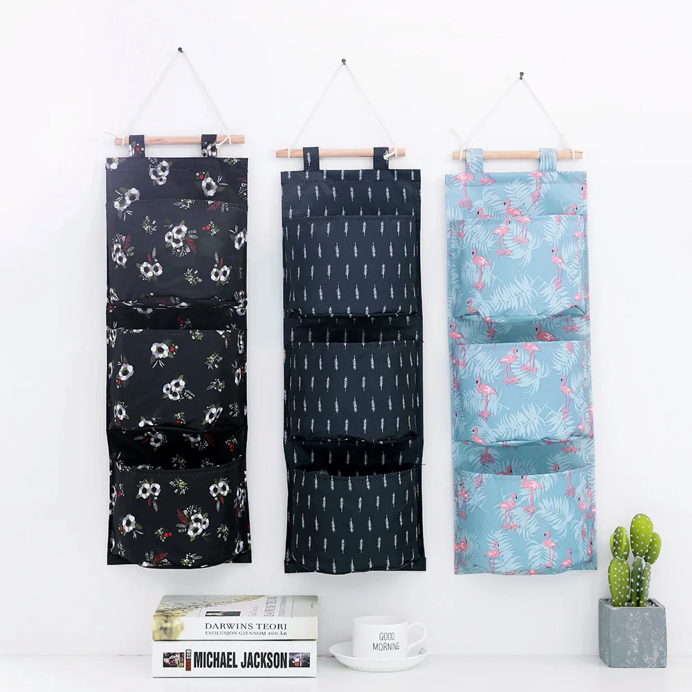 

Pick up in creative New style multi-functional hanging storage hanging bag wall-mounted floral Oxford cloth multi-layer storage