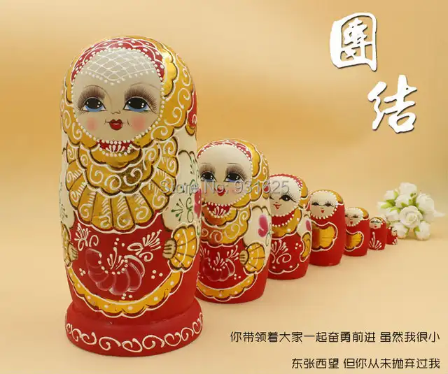 7pcs Russian Nesting Dolls Wooden Dried Basswood Matryoshka Doll