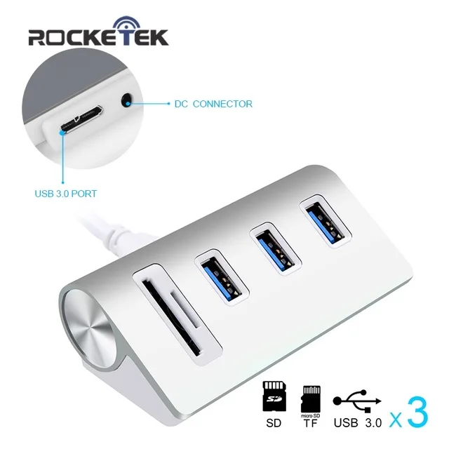 

Multi USB 3 Port Adapter Rocketek 3.0 Hub Splitter Power Interface SD/TF Card Reader For MacBook Air Computer Laptop Accessories