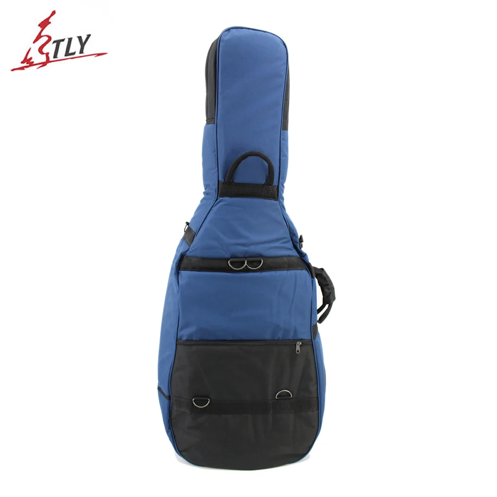 Portable Soft 4/4 Cello Bag Blue & Black Stitching Oxford Thicken