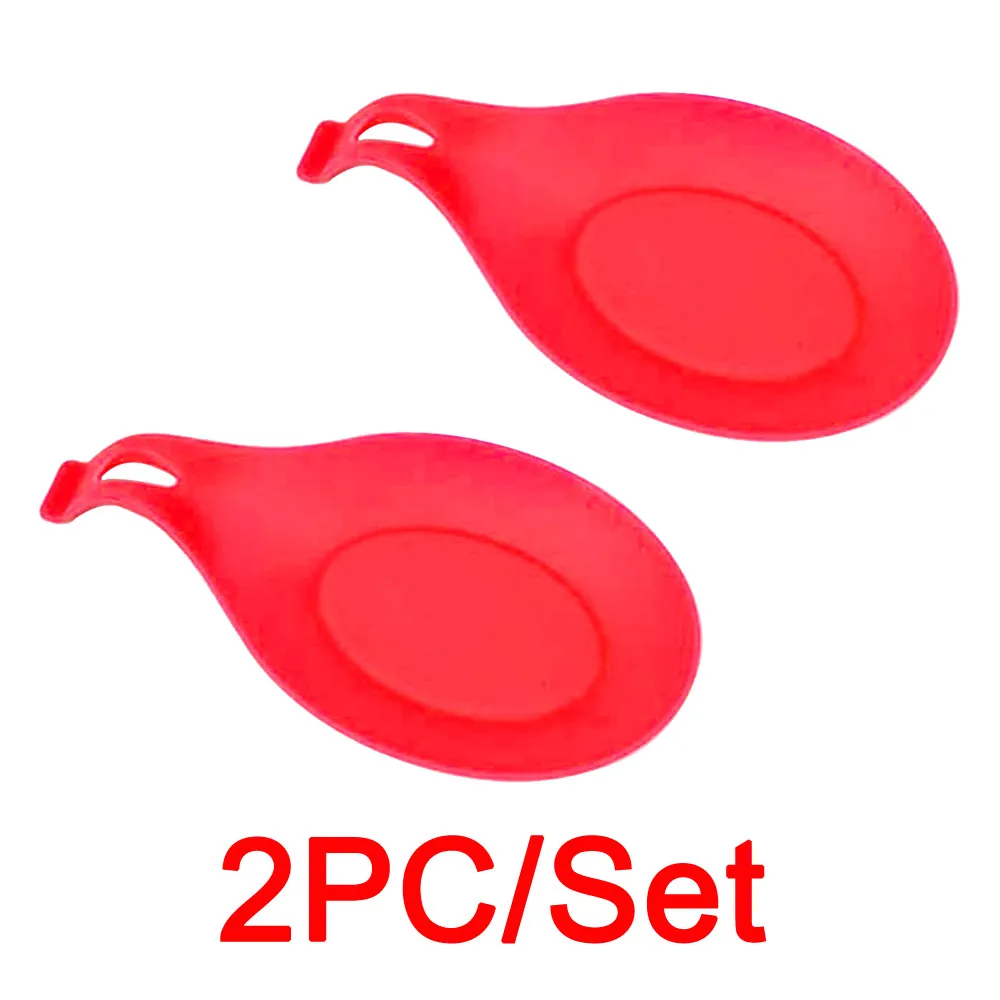 

2PCS/set Kitchen Utensil Silicone Mat Insulation Spoon Rest Holder Heat Resistant Tray Placemat Non-stick Silicone Cooking Tool