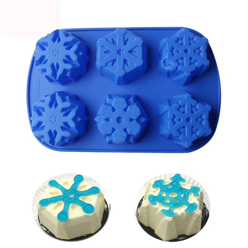 

COOKNBAKE DIY 6 Holes 3D Snowflake Moon Cake Mold Soap Mold DIY Baking Pastry Tool CDSM-674