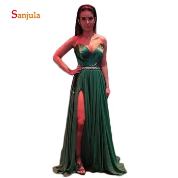 Dark Green Chiffon Prom Dresses Long Sweetheart A-Line Pleats Elegant Formal Dress Leg Slit Night Dinner Dresses ballkleid D458
Dark Green Chiffon Prom Dresses Long Sweetheart A-Line Pleats Elegant Formal Dress Leg Slit Night Dinner Dresses ballkleid D458