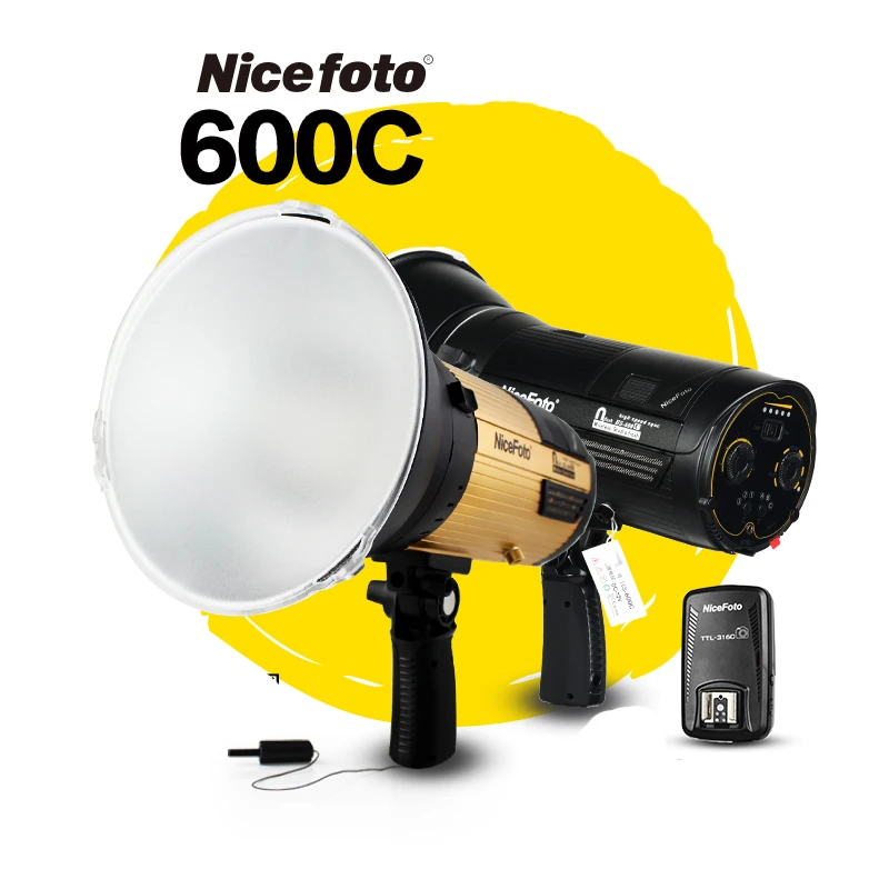 US $968.00 NiceFoto HS 600C 600W HighSpeed Sync HSS 18000S Studio Flash High Speed Speedlite With Transmitter For Canon Camera