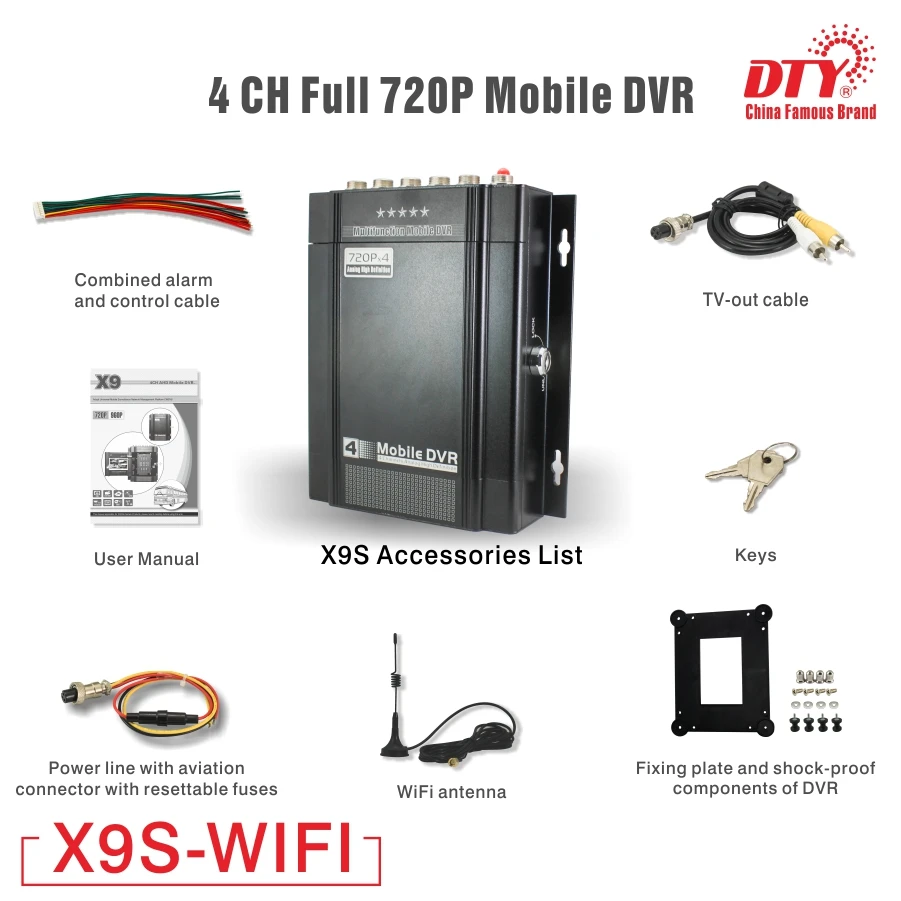 

New vehicle security system 4 Cameras mdvr wifi car dvr with IOS/Windows/Android app supported,X9s&WIFI