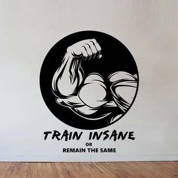 

Fitness Gym Wall Sticker Home Decor TRAIN INSANE Art Murals Living Room Bedroom Decoration Wallpaper