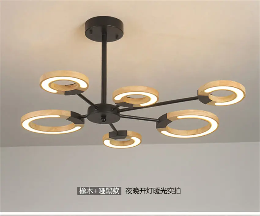 Nordic Творческий деревянное кольцо led люстра освещение для гостиная обеденная бар отеля Потолочная люстра Лофт декоративные светильники