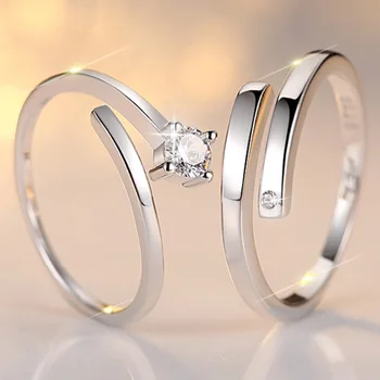 

Drop Shipping Chic Fashion Rhinestone Inlay Opening Adjustable Couple Rings Charm Jewelry RING