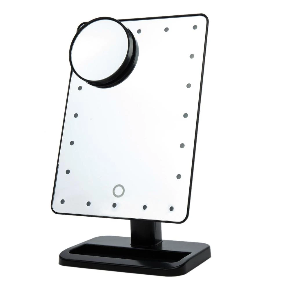 Adjustable 20 LEDs Lighted Makeup Mirror Touch Screen Portable