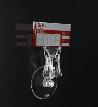

Plastic Clear Pop Clips 48mm With Suction Cup Price Tag Display Racks Advertising Sign Holder Card Pos Wall Sucking Disc Sucker