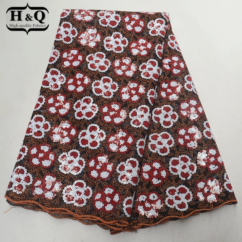 

5 Yards/pcs African embroidered lace fabric Organza lace with High Quality 2019 French Sequined lace fabric for Prom dress