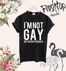 С круглым вырезом Топы в стиле хип-хоп мужской Известный я не гей Bu мой парень футболка ЛГБТ гомосексуальные друзей подарок дня рождения