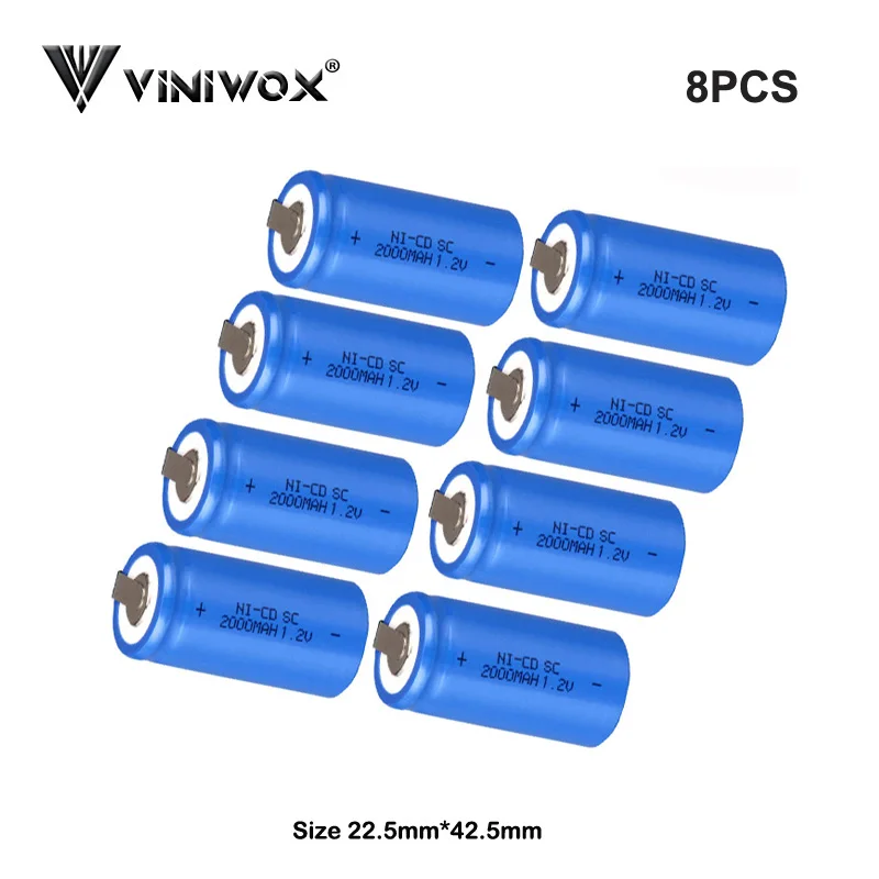 

New Ni-CD 1.2V SC 2000mAh Rechargeable Battery Cell Power Tool Battery For Electrical Tools Subc Batteria Real NICD Accumulator