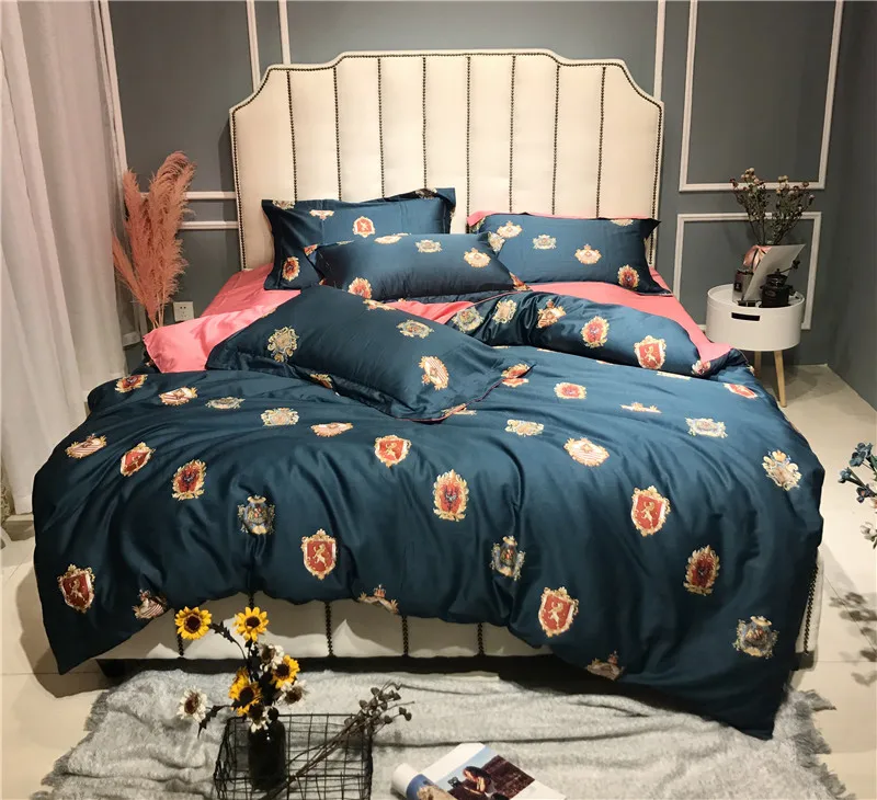 Egyptian cotton Bed Set Duvet Cover Bed Sheet adults Cover Set Home Textile red color Bed Linens 4pcs Bedding Sets 10 IMG_6040