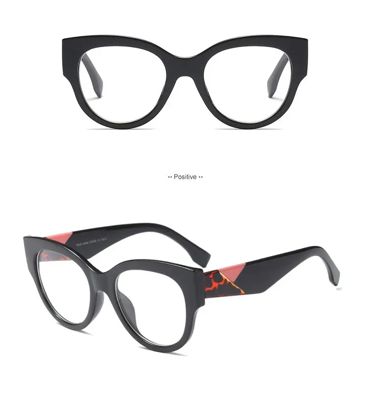 Новые Винтаж женские в форме кошачьих глаз очки Дамские очки с прозрачными линзами очки смолы, очки с оправой Для женщин очки W17 - Цвет линз: C4 Black Pink