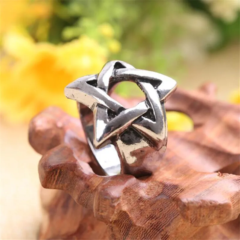 

Gothic Punk Men Alloy Six-pointed Star Ring Vintage Hip Hop Rings For Men Steampunk Jewelry Accessories Vintage Rings
