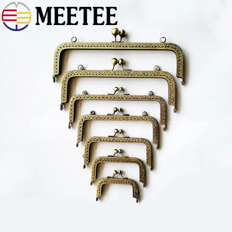 

5pcs Meetee Bronze Metal Purse Frame Handle for Clutch Handbag Accessories Make Kiss Clasp Lock Tone Bags Hardware Sewing Craft