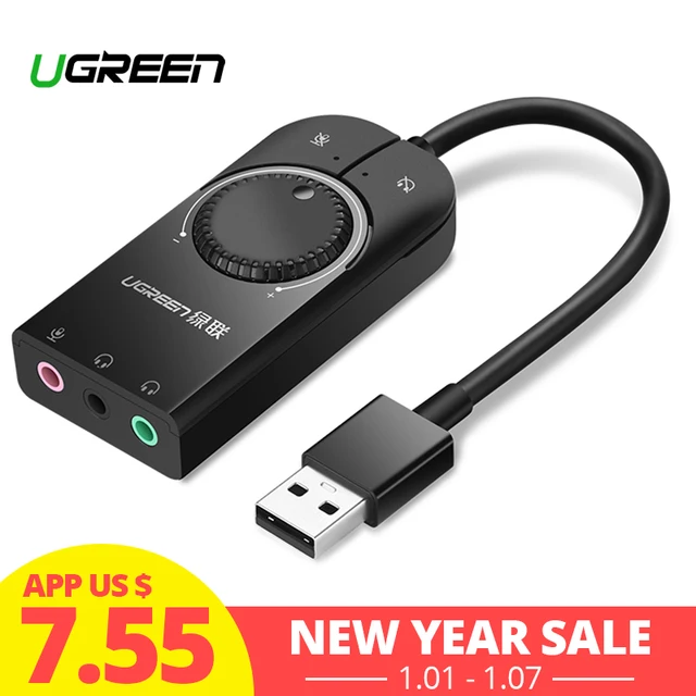 Best Price Ugreen USB Sound Card External Audio Card 3.5mm USB Adapter USB to Earphone Headphone Audio Interface for Computer Sound Card