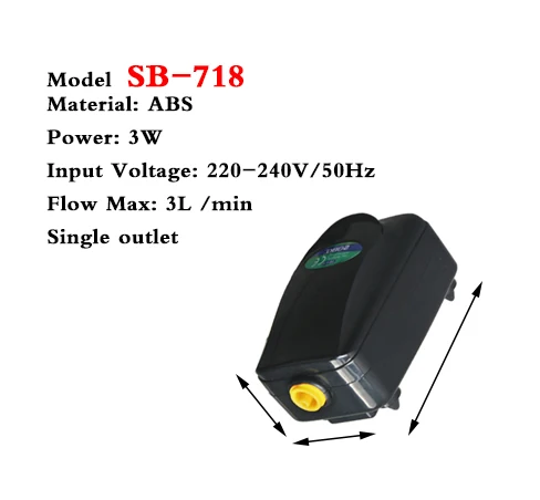 SOBO тихий аквариум воздушный насос кислородный пруд аэратор воды аквариум SB-718 SB-738 3 Вт/3,5 Вт авторизованный дилер - Цвет: SB-718 single Pump