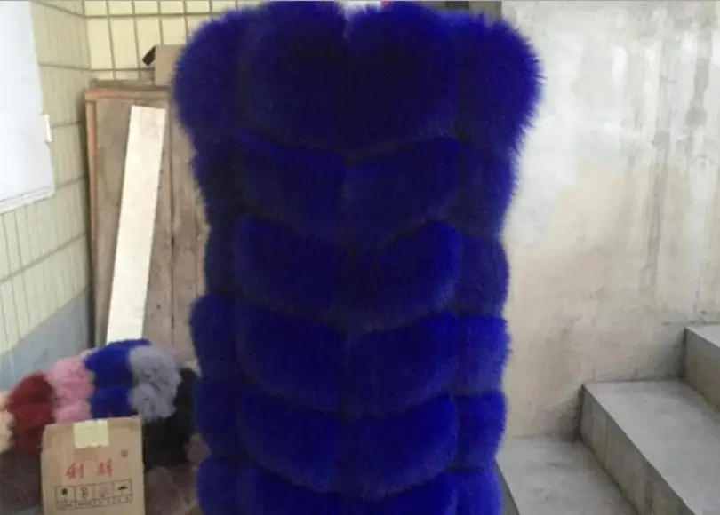 Зимнее теплое пальто из лисьего меха, Модный женский жилет из искусственного меха, пальто из искусственного меха, Толстый жилет из лисьего меха, Colete Feminino, большие размеры, S-4XL, wj1124 - Цвет: blue