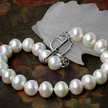 ААА " 10 мм натуральный белый круглый пресной воды жемчужный браслет-925 claspNoble стиль Природный Изысканные jewe Быстрая
